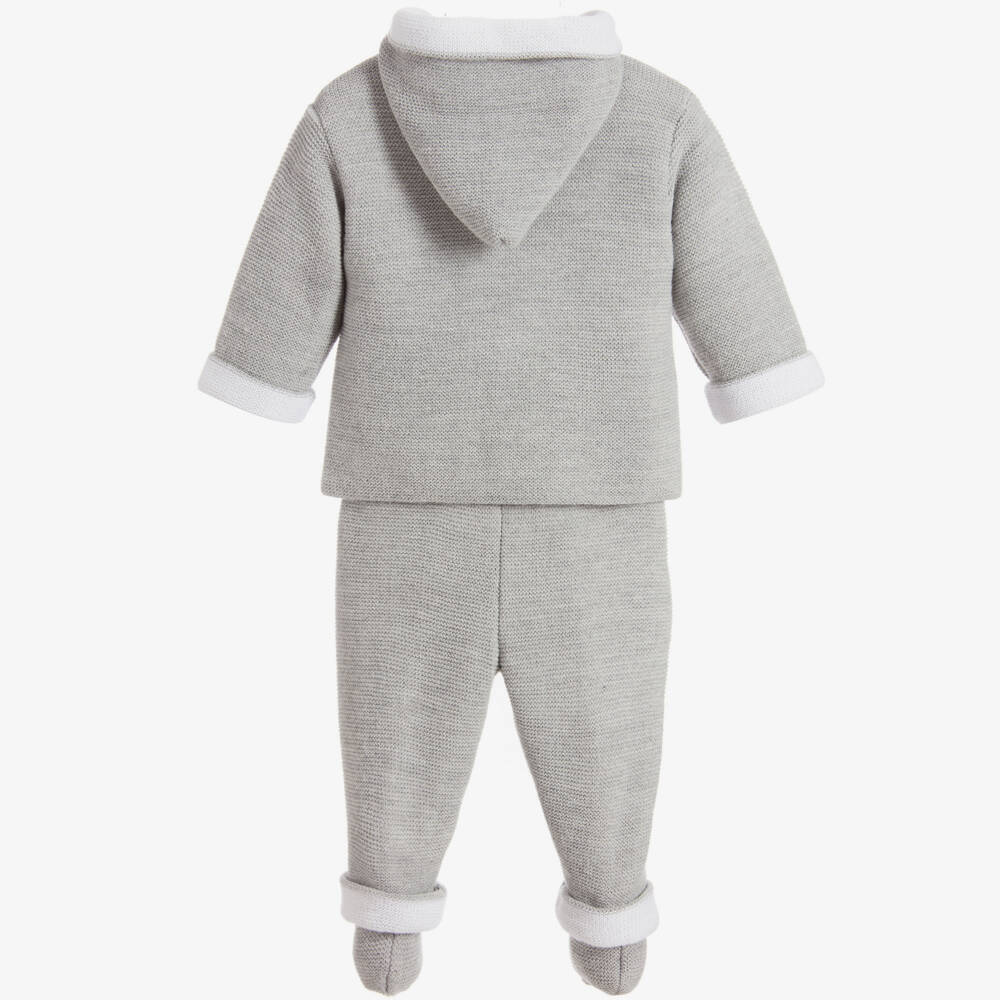 Mebi-Grey Knitted Babysuit Set | Childrensalon Outlet