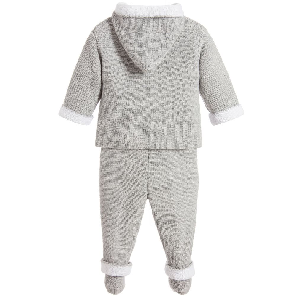 Mebi-Grey Knitted Babysuit Set | Childrensalon Outlet