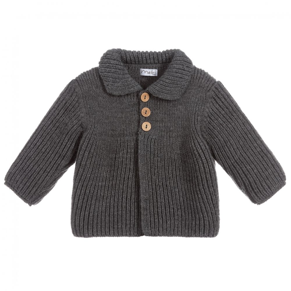 Mebi - Grey Knitted Cardigan | Childrensalon