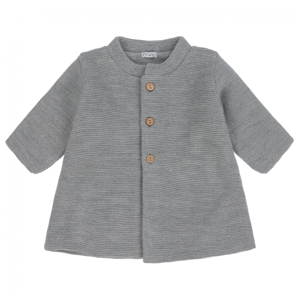 Mebi - Grey Knitted Coat | Childrensalon