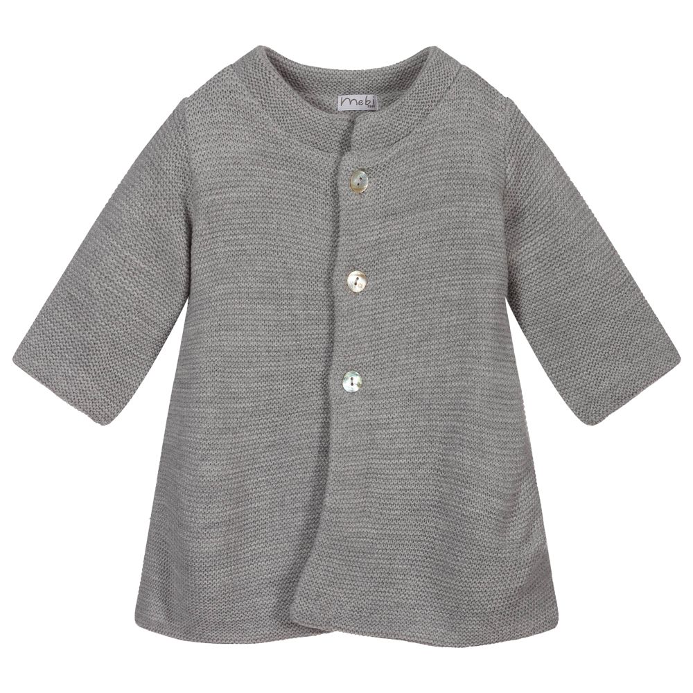 Mebi - Grey Knitted Coat | Childrensalon