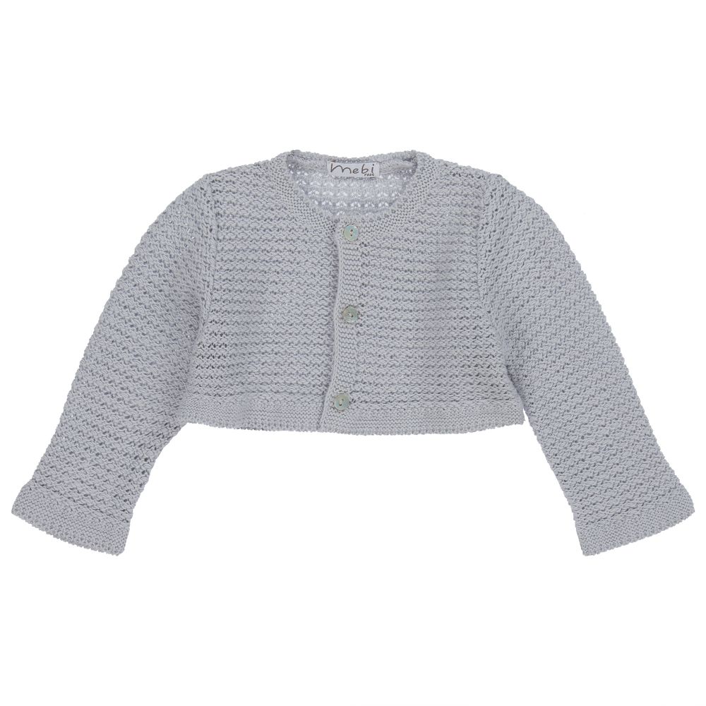 Mebi - Grey Knitted Cotton Cardigan | Childrensalon