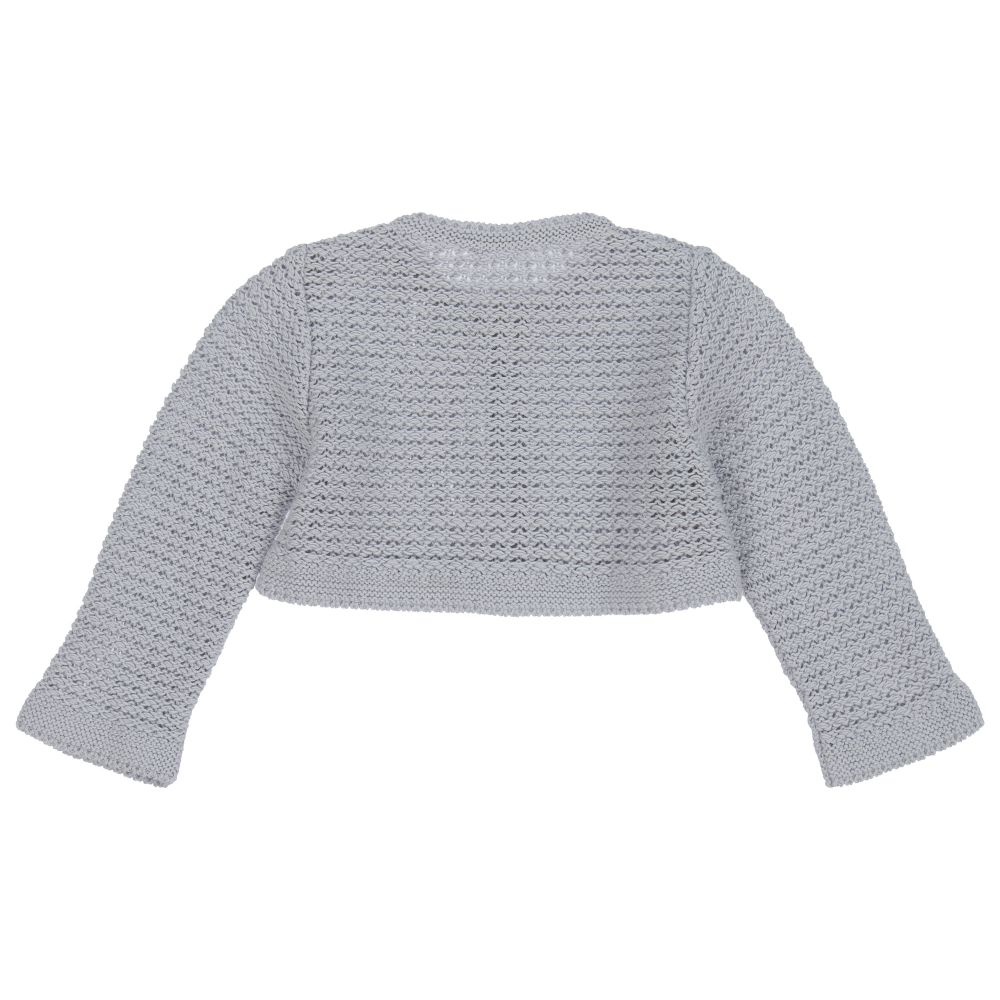 Mebi-Grey Knitted Cotton Cardigan | Childrensalon Outlet