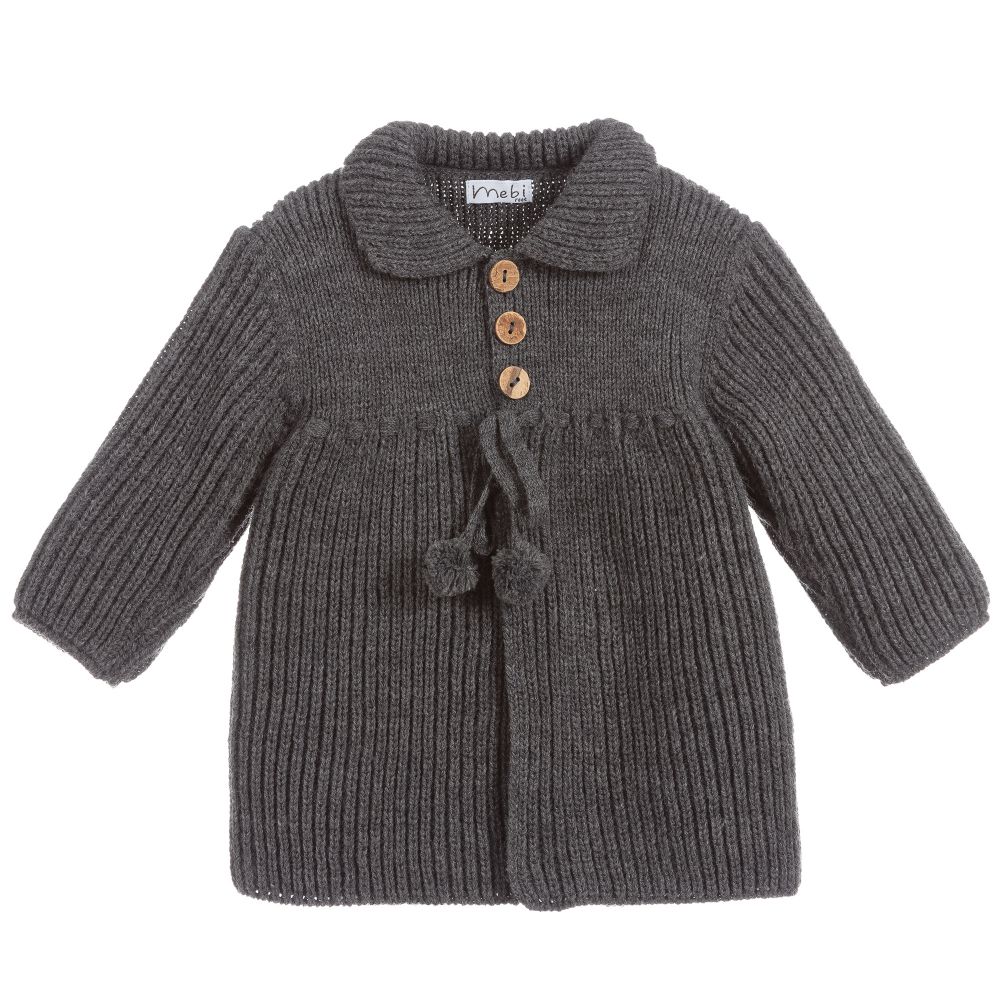 Mebi - Grey Knitted Pram Coat | Childrensalon