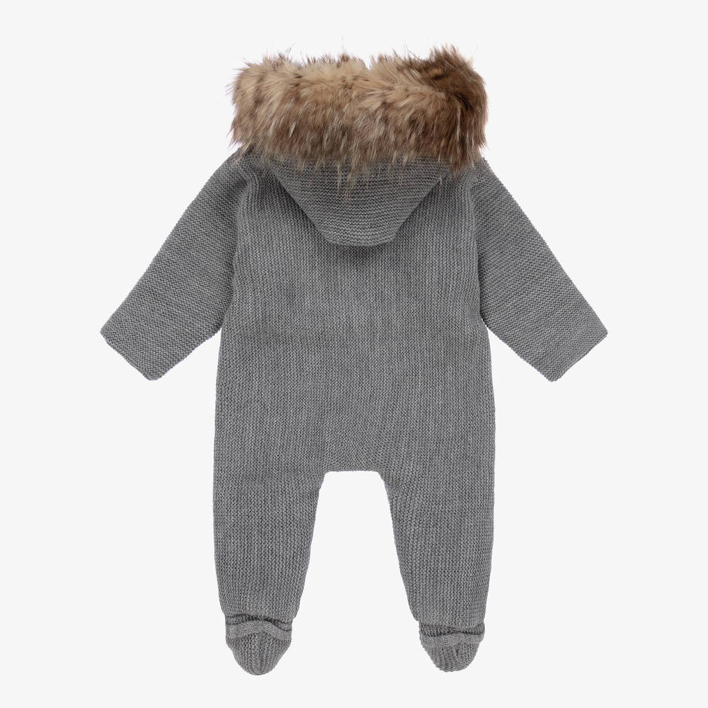 Mebi-Grey Knitted Pramsuit | Childrensalon Outlet