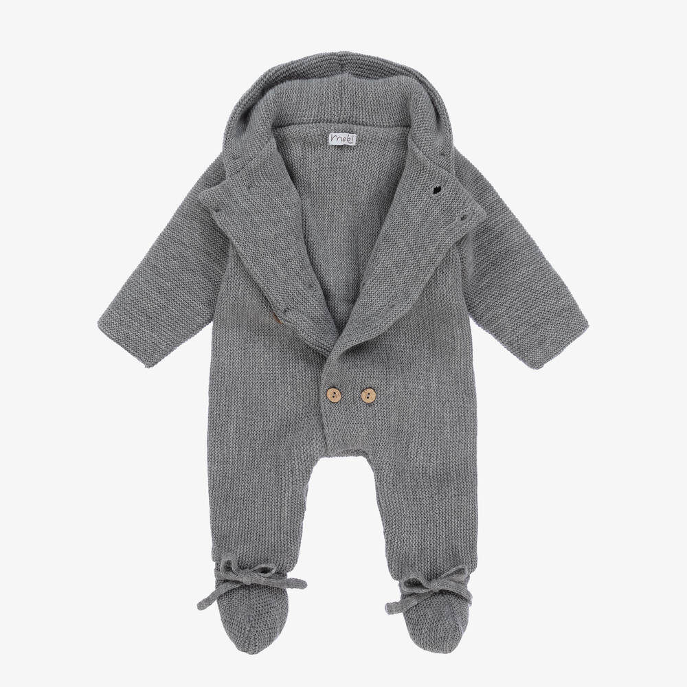 Mebi-Grey Knitted Pramsuit | Childrensalon Outlet
