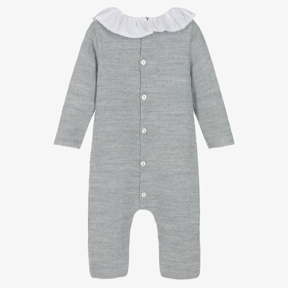 Mebi-Серый трикотажный комбинезон с рюшами на воротнике | Childrensalon Outlet