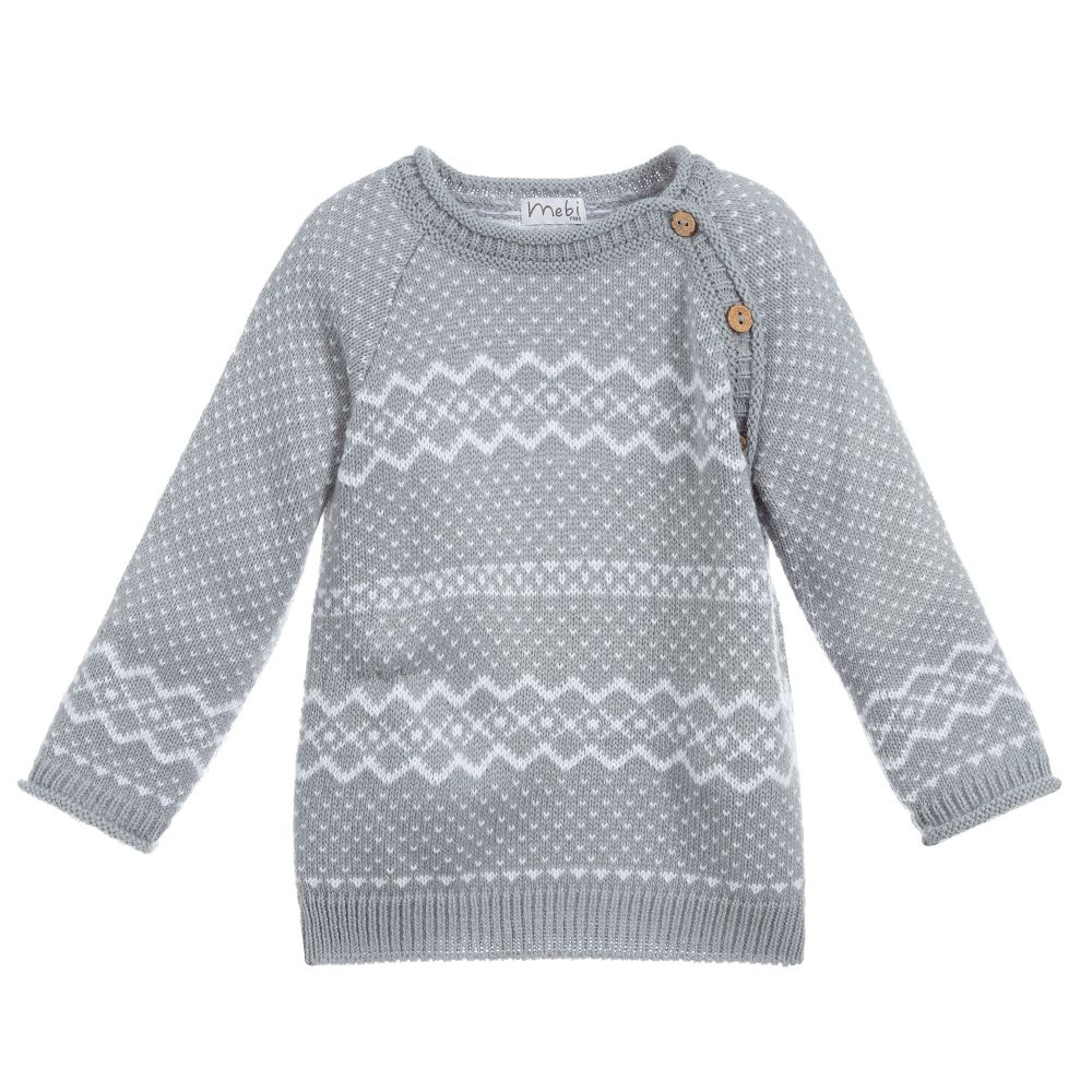 Mebi - Grey Knitted Sweater | Childrensalon
