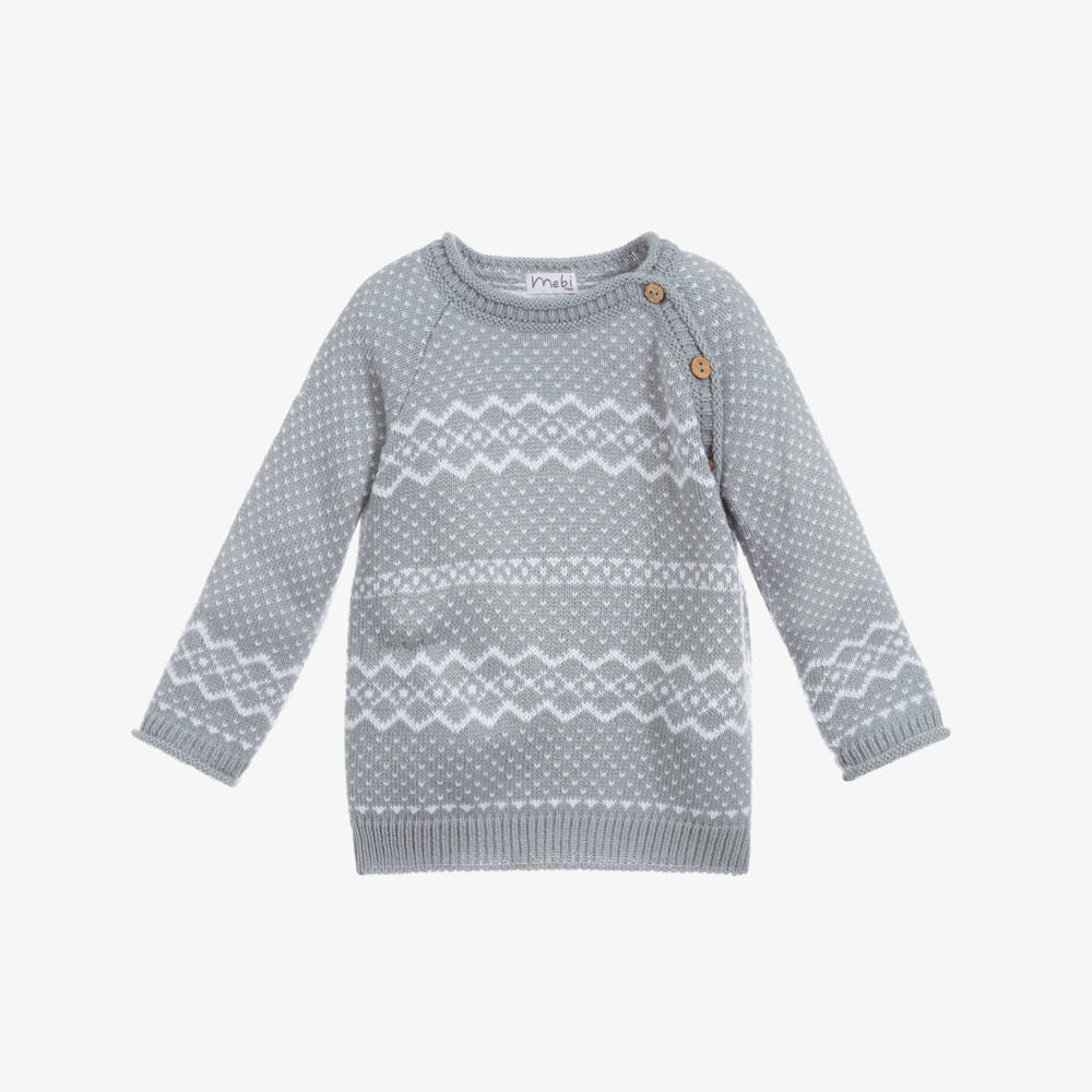 Mebi-Grey Knitted Sweater | Childrensalon Outlet