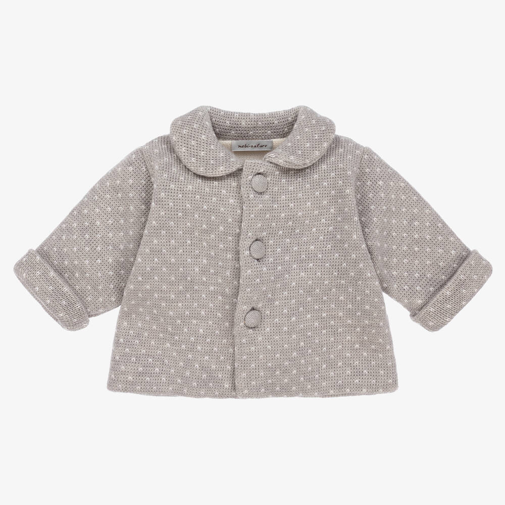 Mebi - Grey Knitted Wool Jacket | Childrensalon