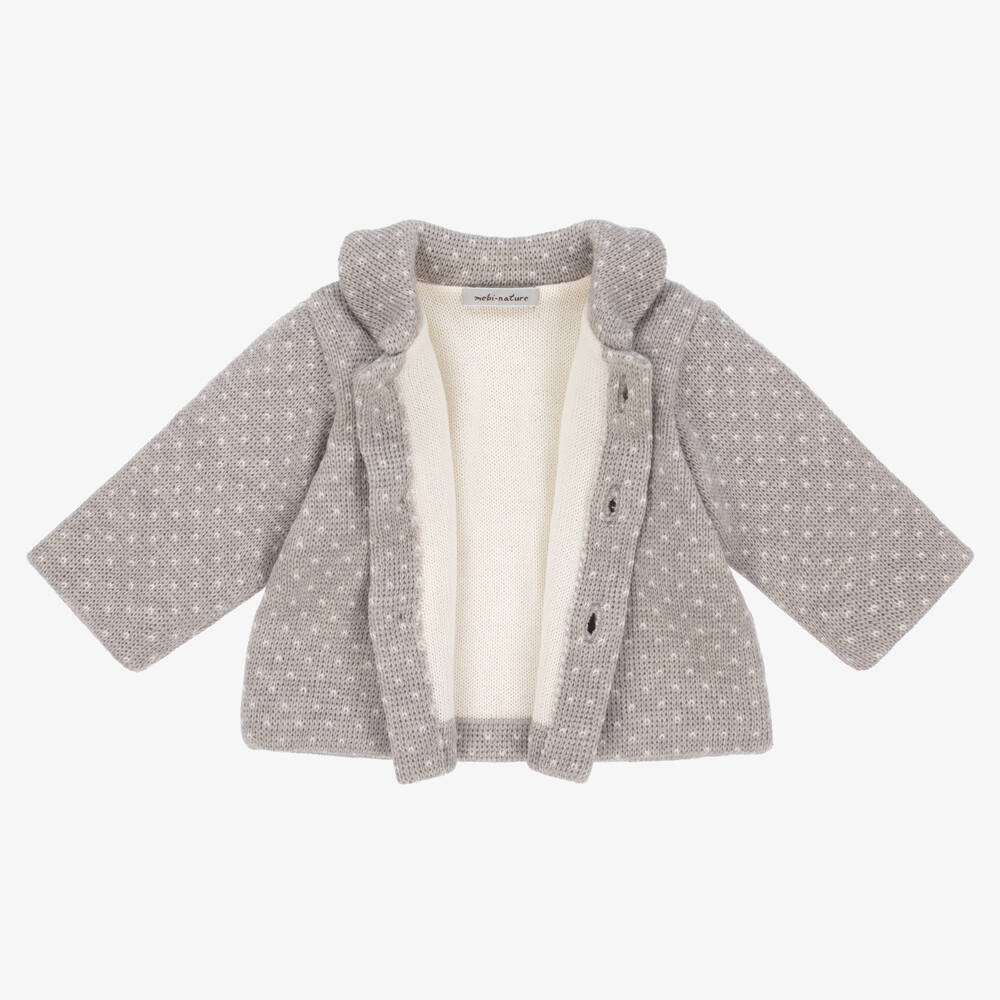 Mebi-Grey Knitted Wool Jacket | Childrensalon Outlet