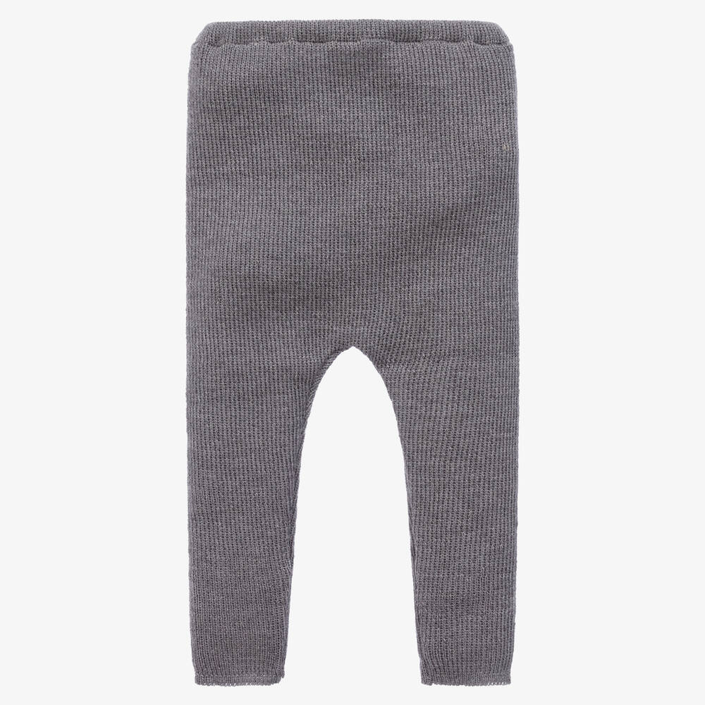 Mebi - Grey Knitted Wool Leggings | Childrensalon