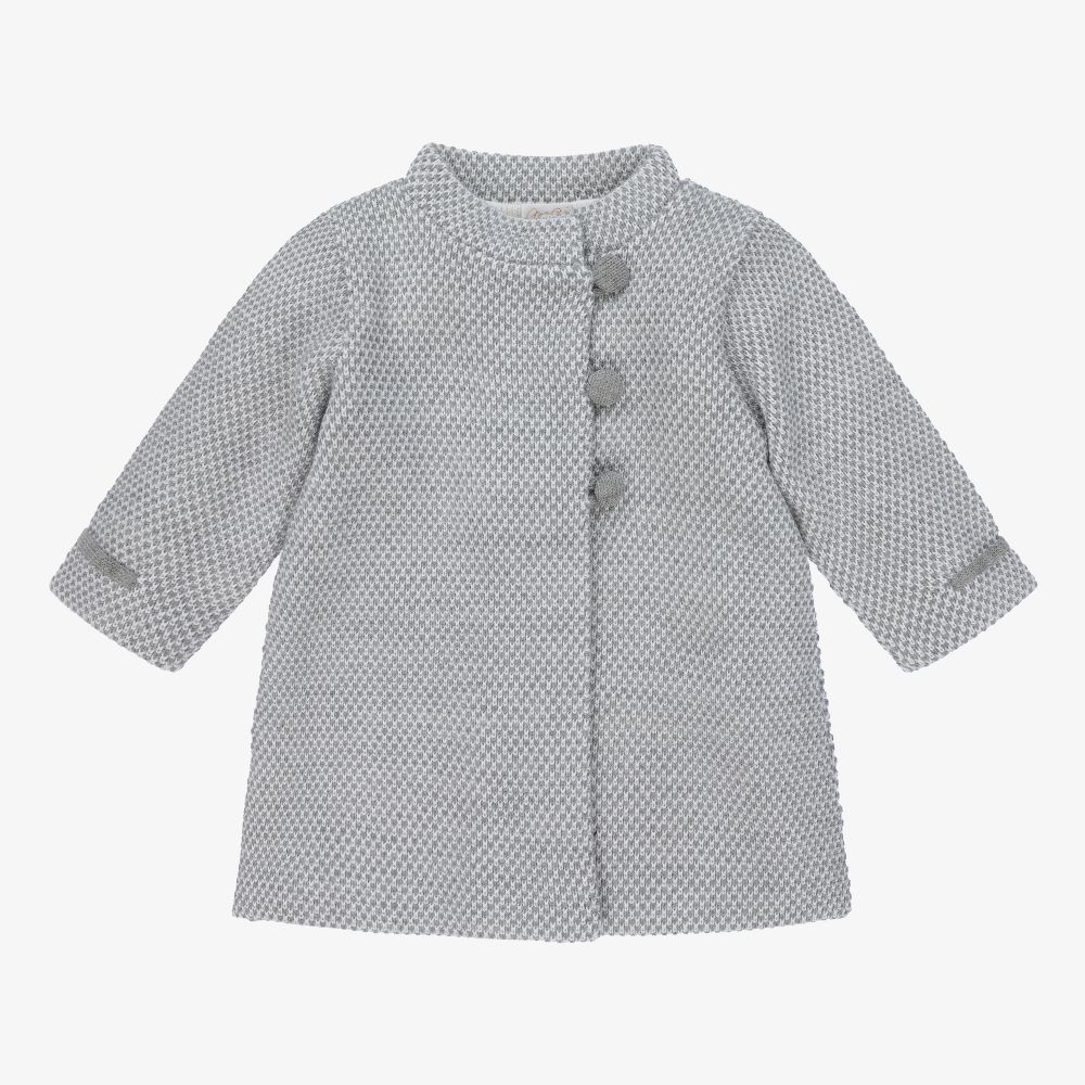 Mebi-Grey Wool & Cashmere Knit Coat | Childrensalon Outlet