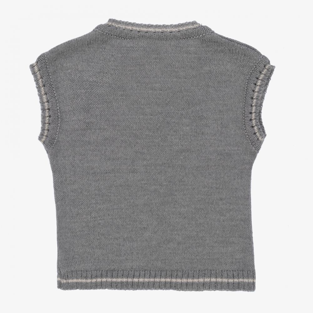Mebi-Grey Wool Knit Slipover | Childrensalon Outlet