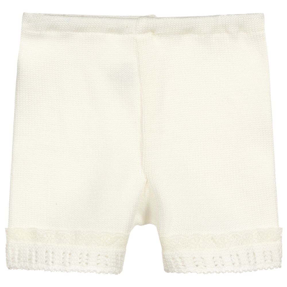 Mebi-Ivory Cotton Knitted Shorts | Childrensalon Outlet