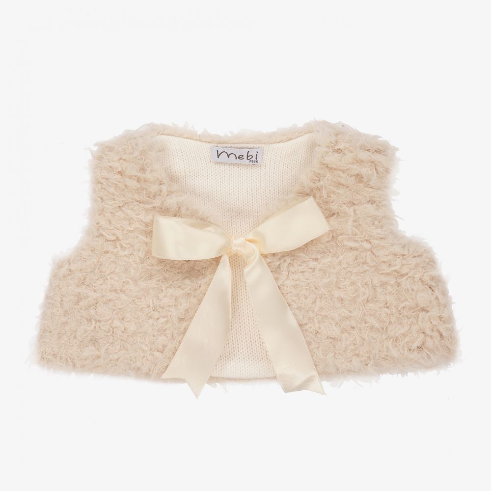 Mebi - Ivory Faux Fur Baby Gilet | Childrensalon