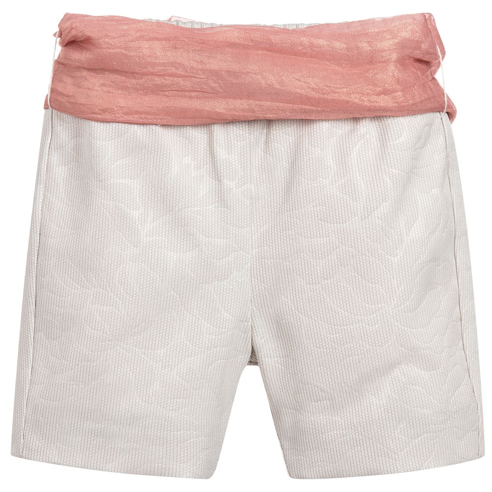 Mebi - Ivory Jacquard Shorts | Childrensalon