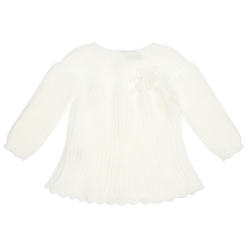 Mebi-Ivory Knitted Baby Sweater | Childrensalon Outlet