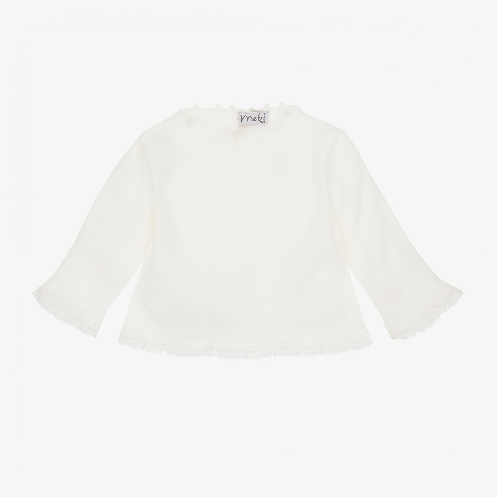 Mebi - Ivory Knitted Baby Sweater | Childrensalon