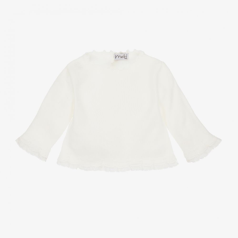 Mebi-Ivory Knitted Baby Sweater | Childrensalon Outlet