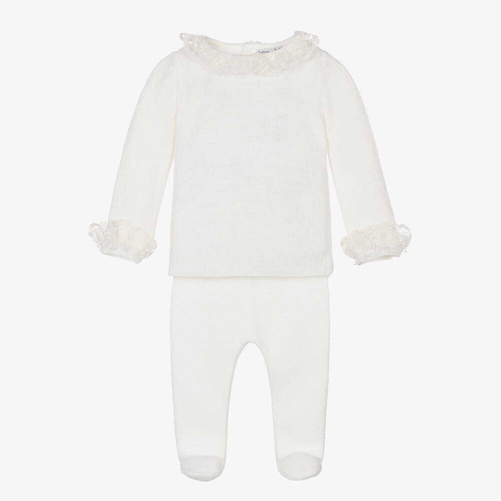 Mebi-Кремовый трикотажный топ и штанишки | Childrensalon Outlet