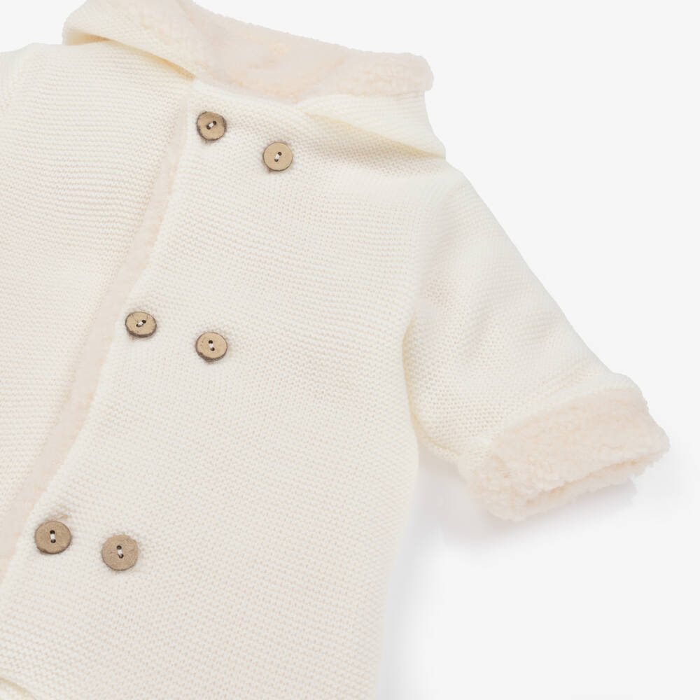Mebi-بدلة أطفال محبوكة مبطنة بالشيربا بلون العاج | Childrensalon Outlet