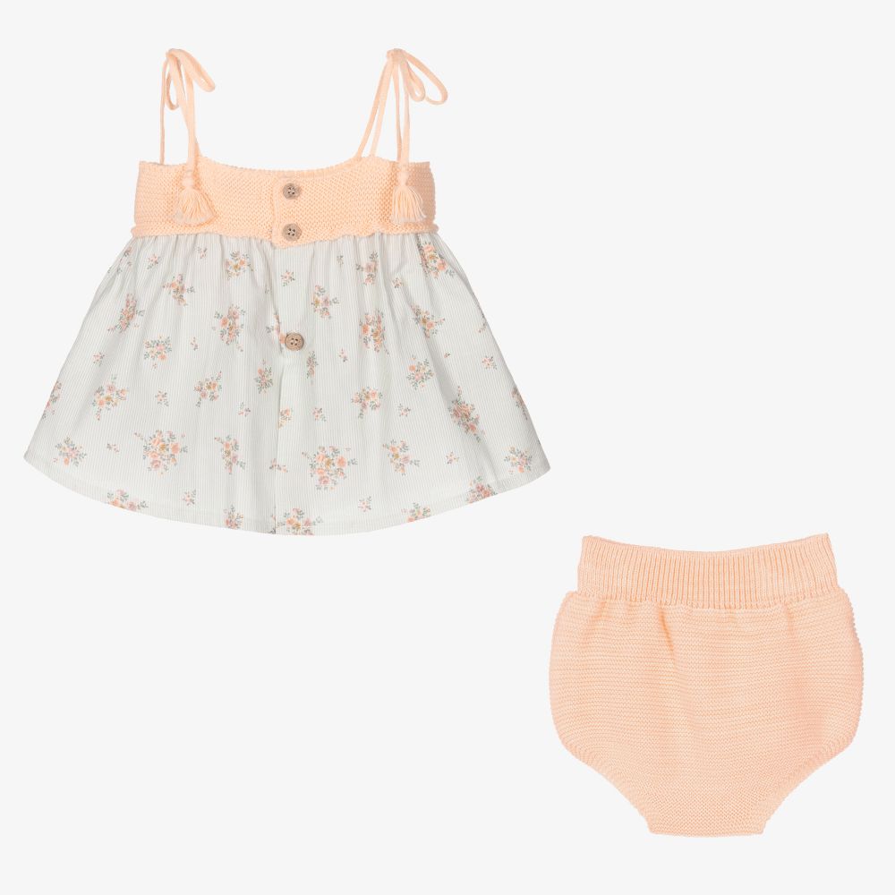 Mebi-Orange & Blue Floral Dress Set | Childrensalon Outlet