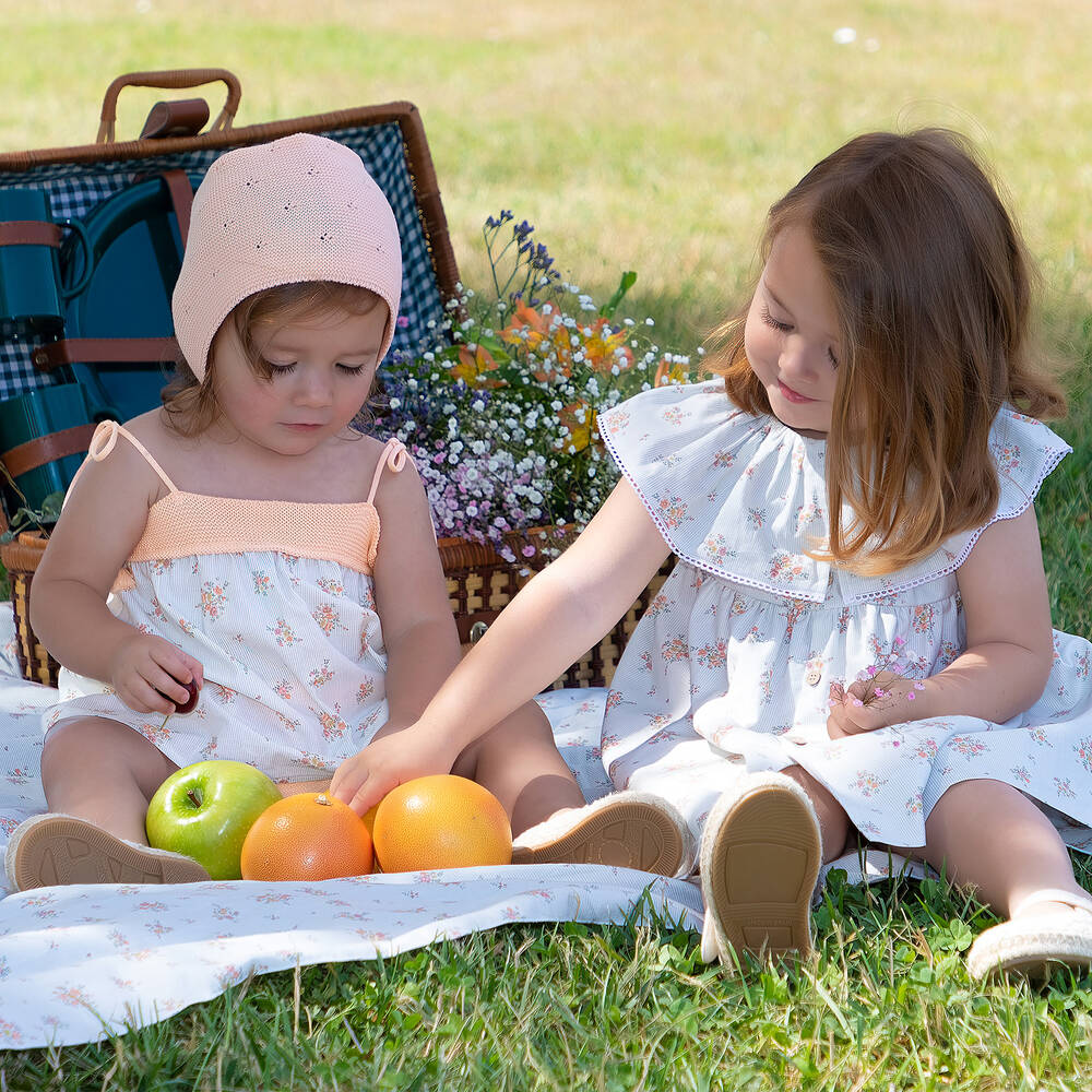 Mebi-Orange & Blue Floral Dress Set | Childrensalon Outlet