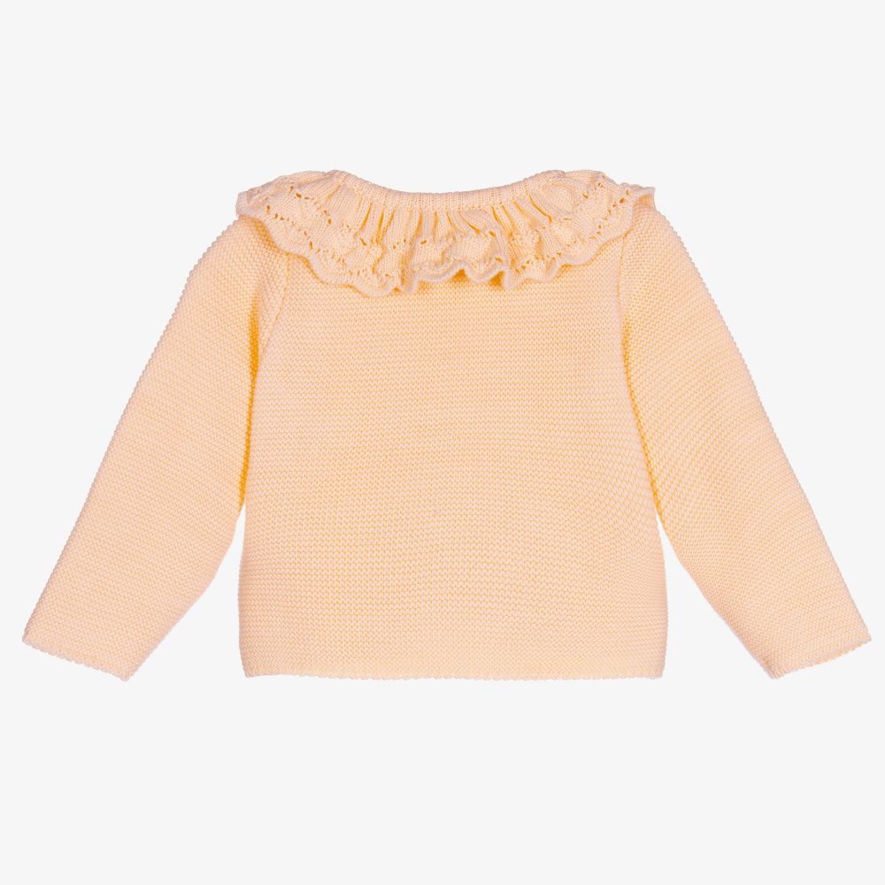 Mebi-Orange Cotton Knitted Cardigan | Childrensalon Outlet