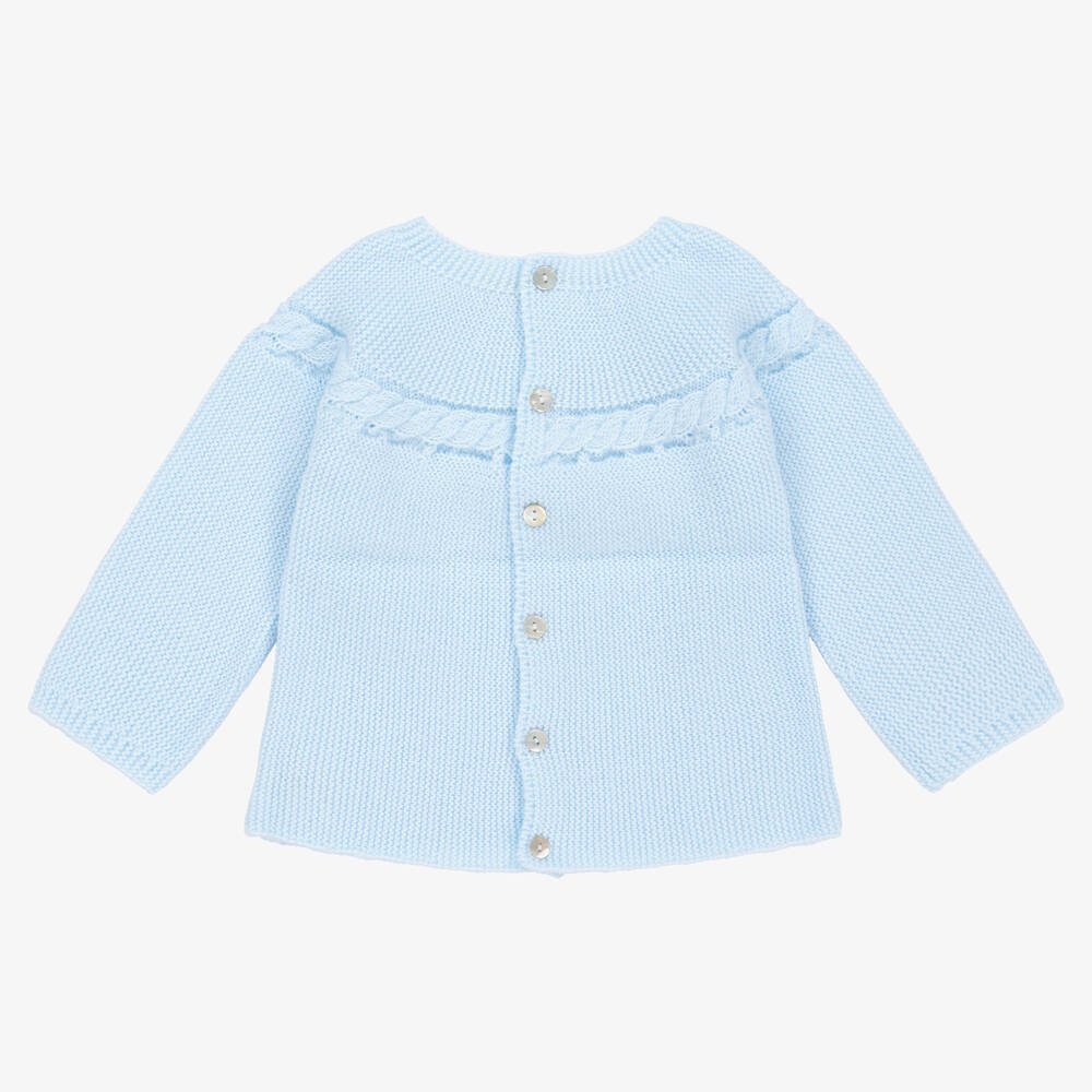 Mebi Pale Blue Knitted Baby Sweater Childrensalon Outlet