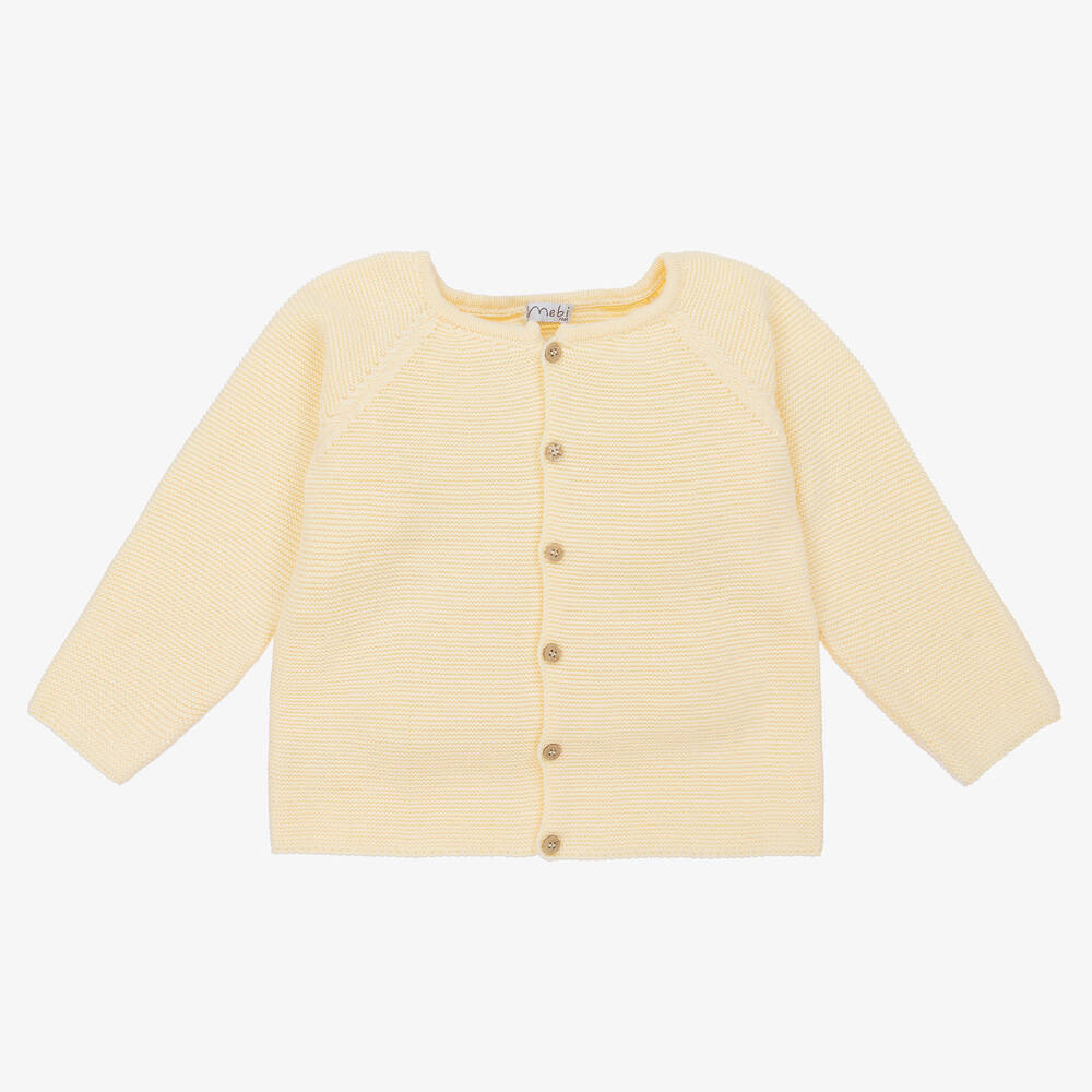 Mebi - Pastel Yellow Cotton Knit Cardigan | Childrensalon