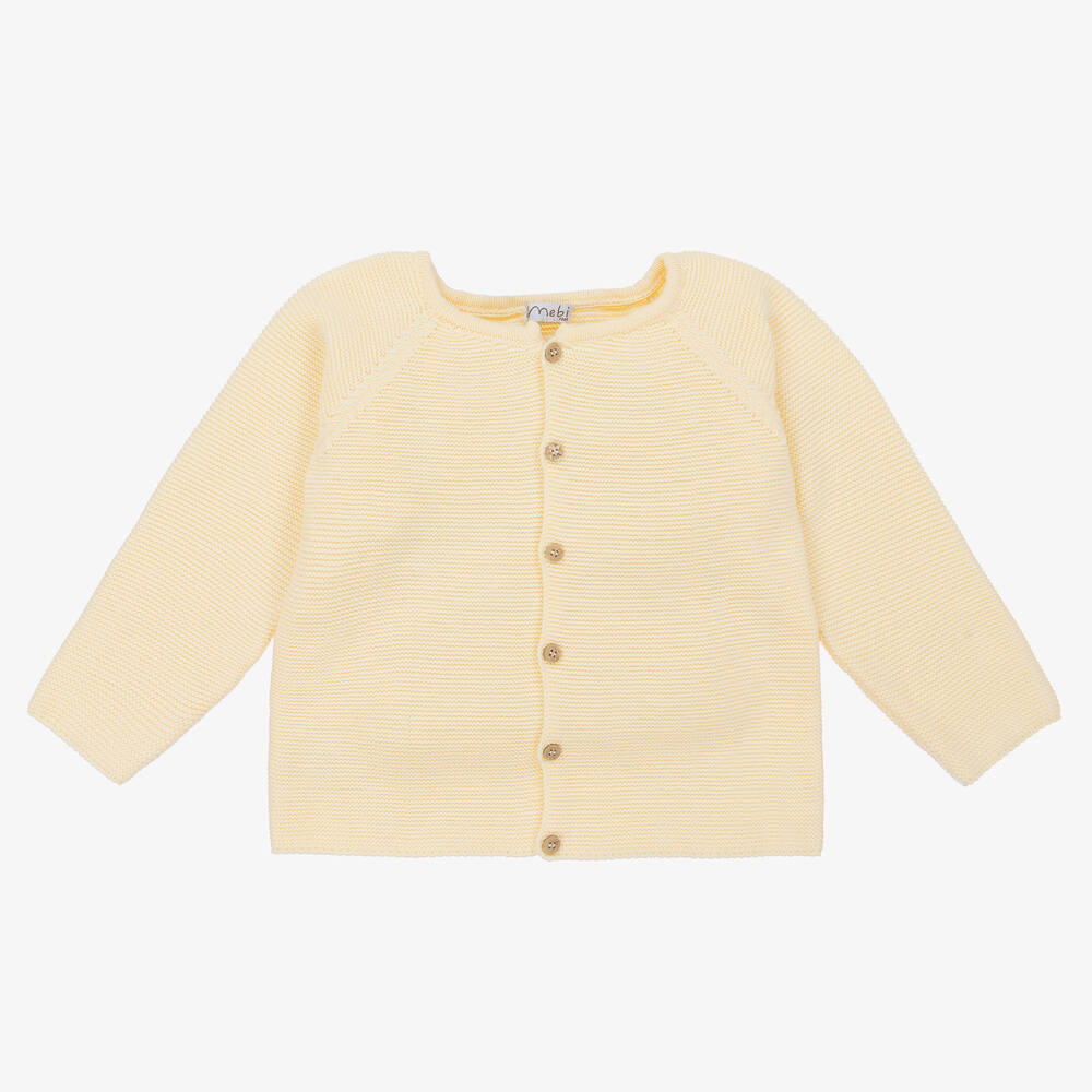 Mebi Pastel Yellow Cotton Knit Cardigan Childrensalon Outlet