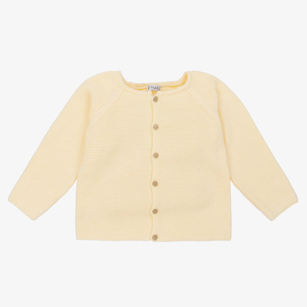 Mebi - Pastellgelbe Baumwoll-Strickjacke | Childrensalon