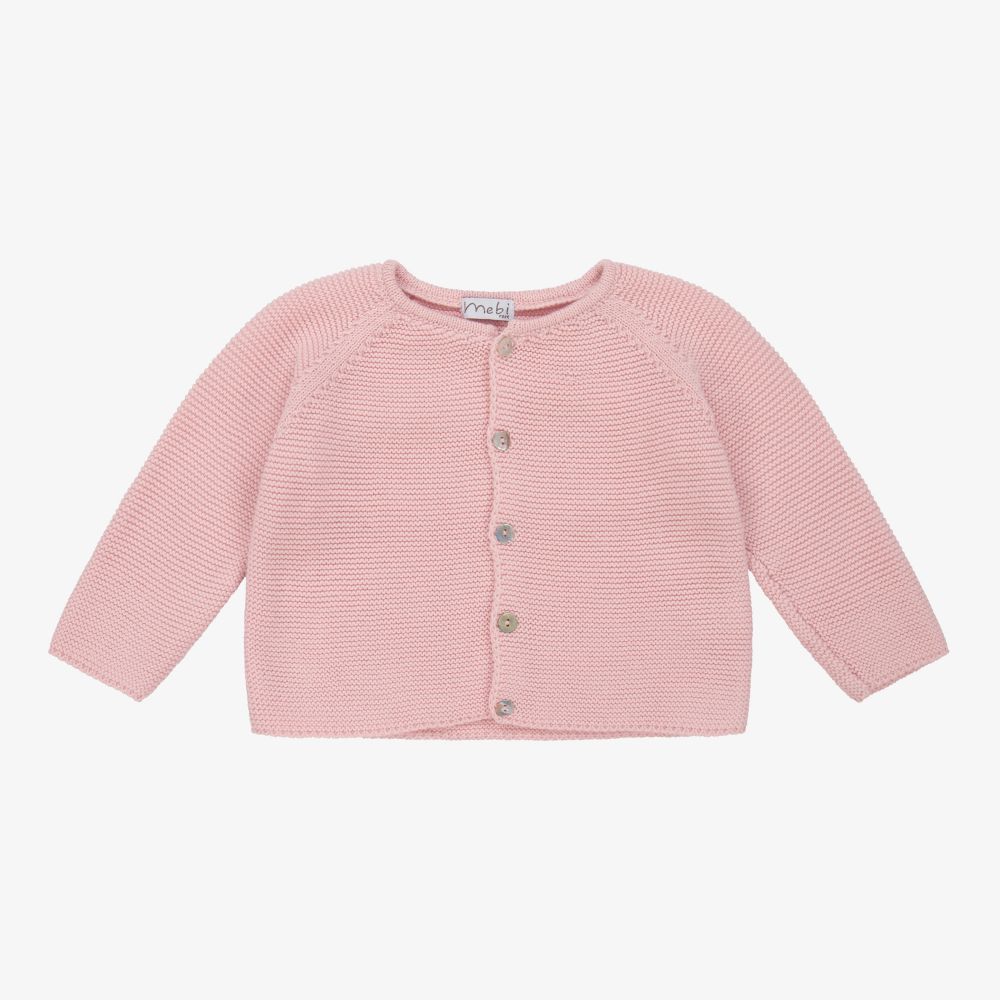 Mebi - Pink Cotton Baby Cardigan | Childrensalon