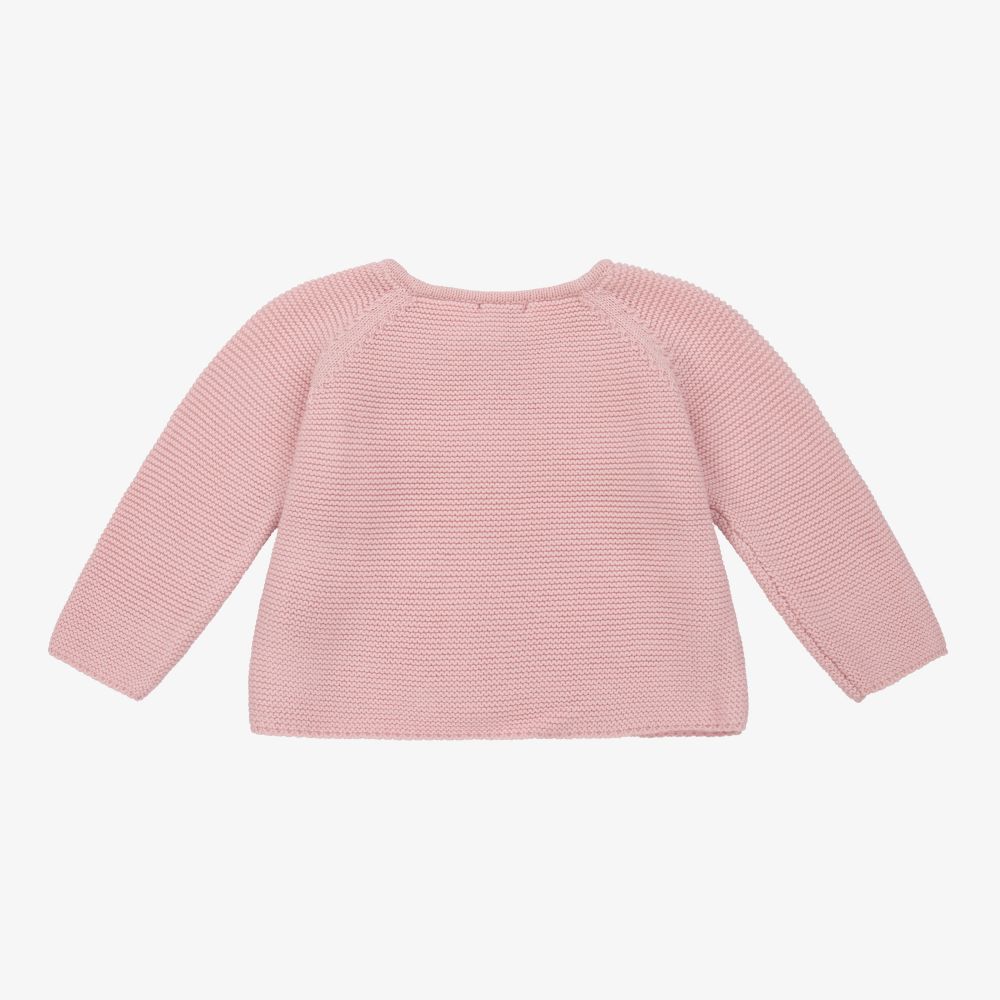 Mebi-Pink Cotton Baby Cardigan | Childrensalon Outlet