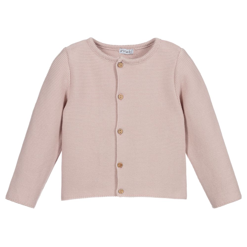 Mebi - Cardigan rose en tricot de coton | Childrensalon