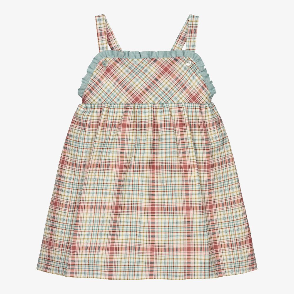 Mebi - Pink & Green Check Baby Dress | Childrensalon