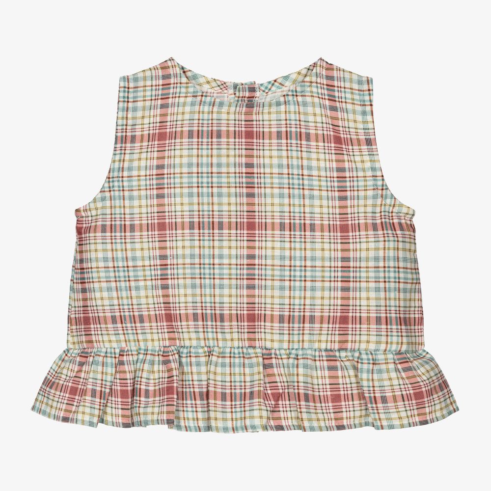 Mebi - Pink & Green Linen Blouse | Childrensalon