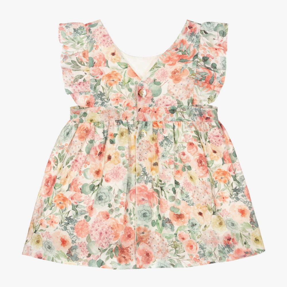 ميبي-Pink & Green Linen Dress | Childrensalon Outlet