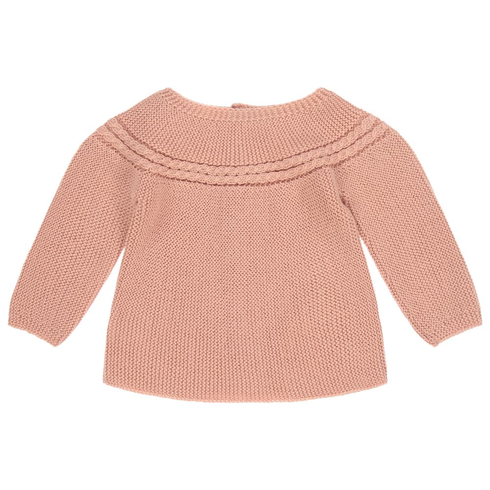 Mebi - Pink Knitted Baby Sweater | Childrensalon