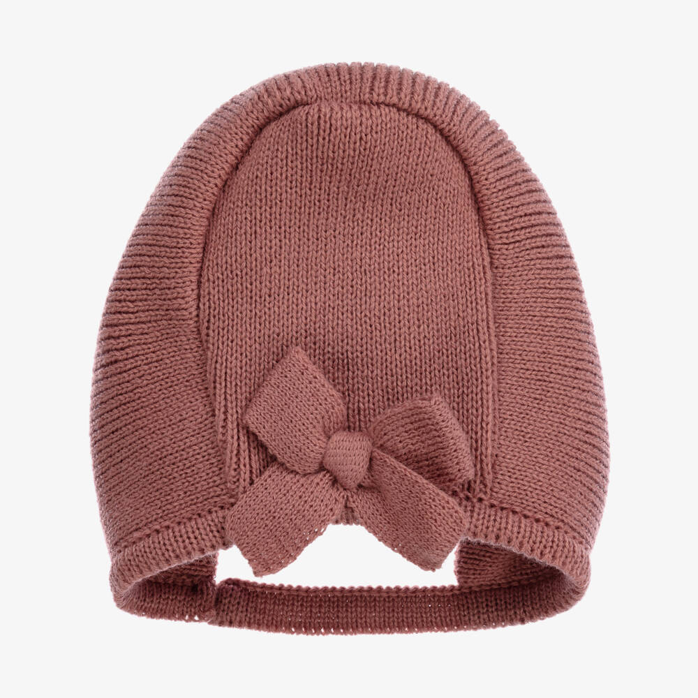Mebi-Pink Knitted Bonnet | Childrensalon Outlet