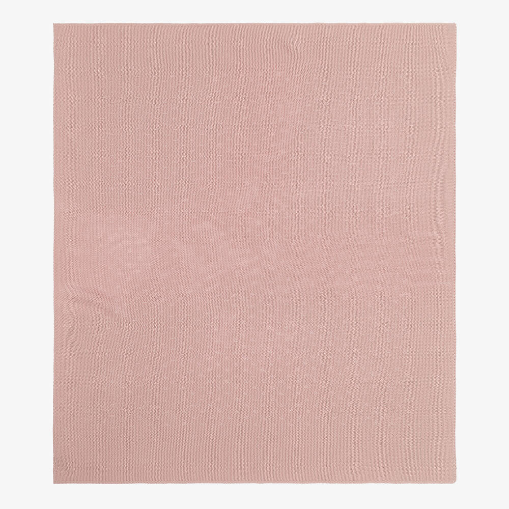 Mebi - Pink Knitted Cotton Baby Blanket (90cm) | Childrensalon