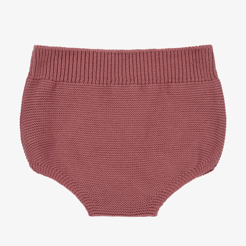 Mebi - Pink Knitted Cotton Bloomer Shorts | Childrensalon