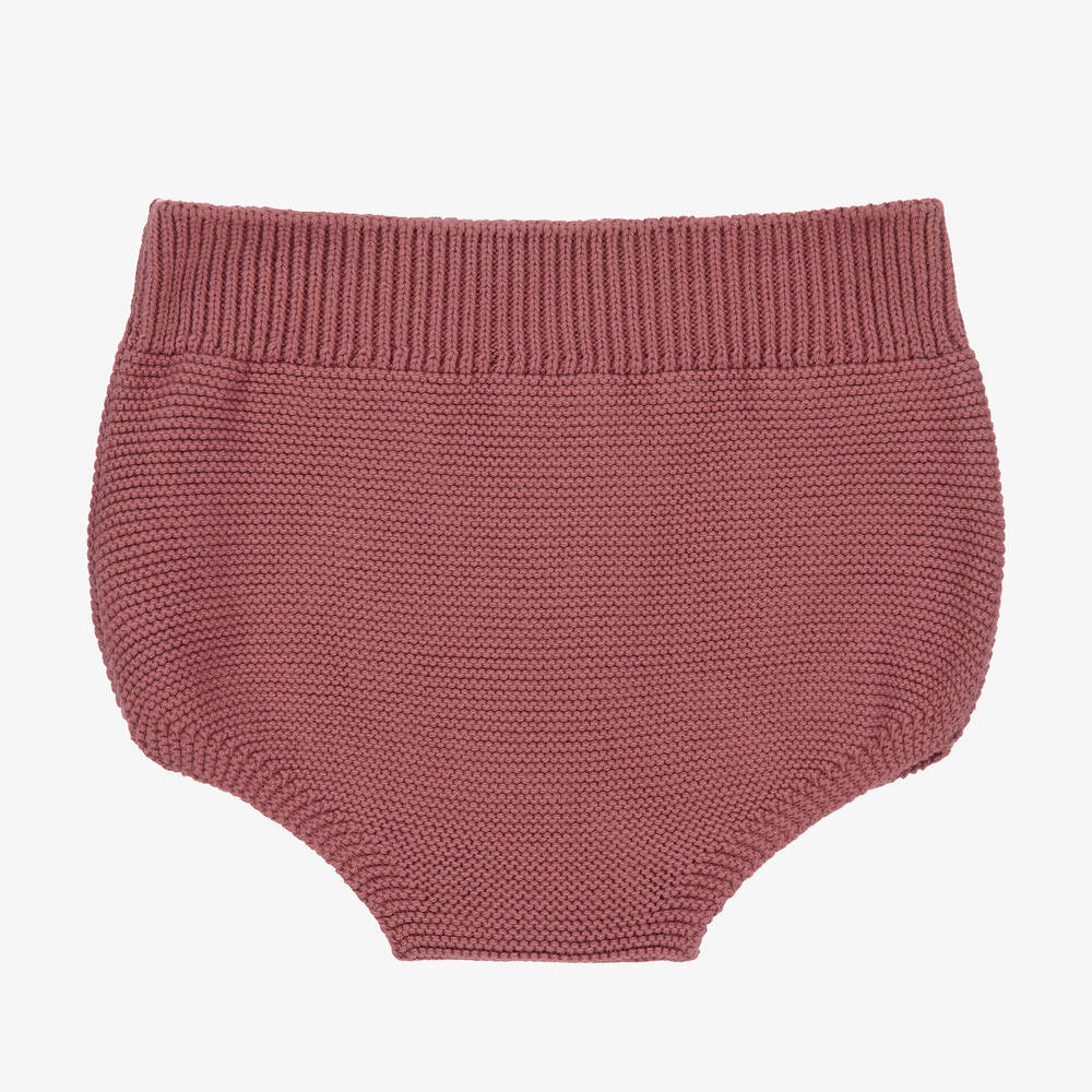 Mebi-Pink Knitted Cotton Bloomer Shorts | Childrensalon Outlet