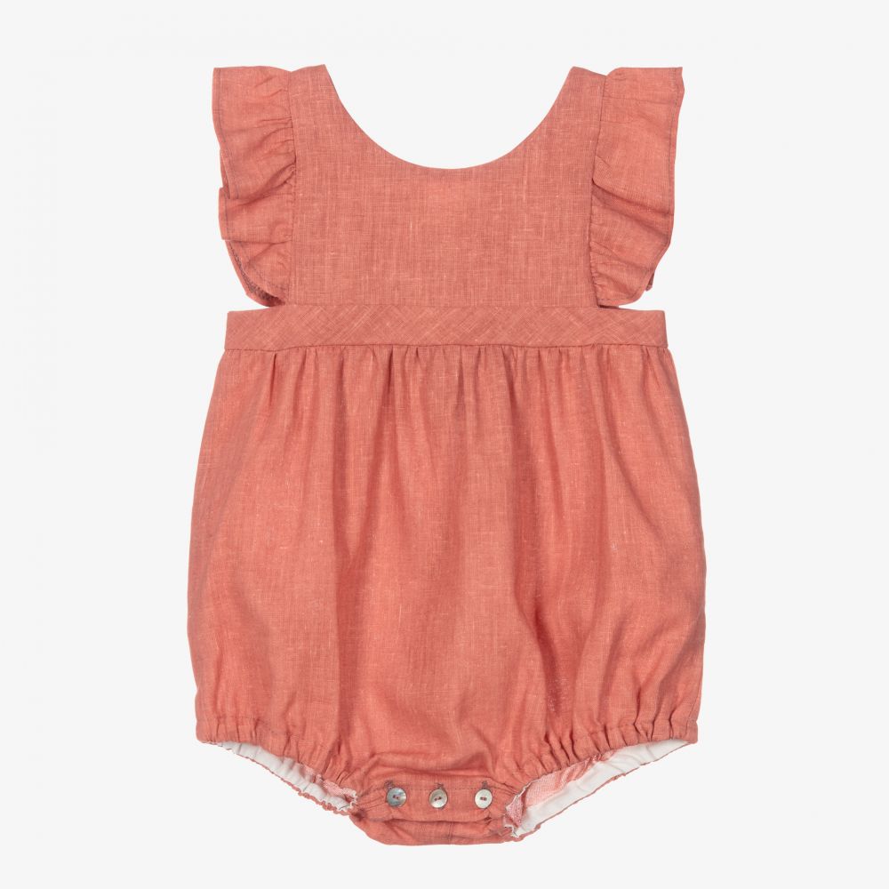 Mebi - Pink Linen Blend Baby Shortie | Childrensalon