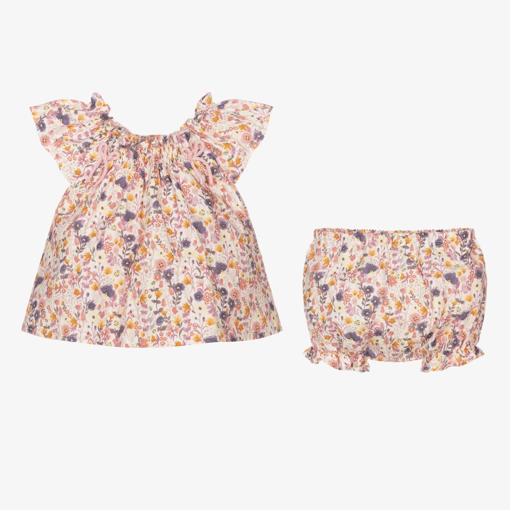 Mebi-Pink & Purple Baby Shorts Set | Childrensalon Outlet