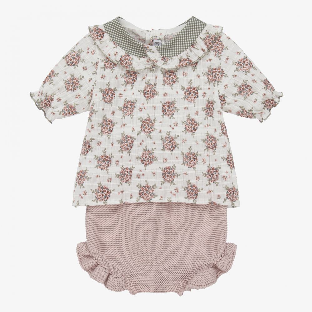Mebi-Розово-белый топ и розовые шорты для малышей | Childrensalon Outlet
