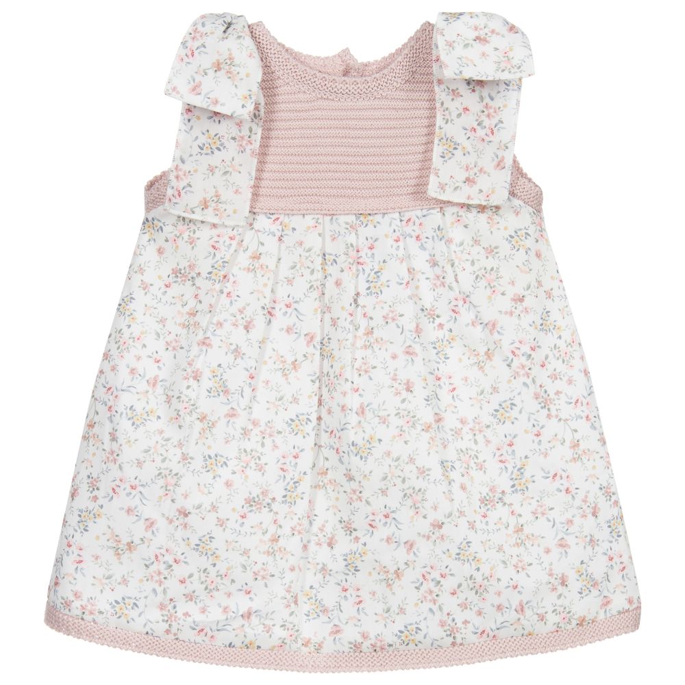 Mebi-Хлопковое платье белого и розового цвета | Childrensalon Outlet