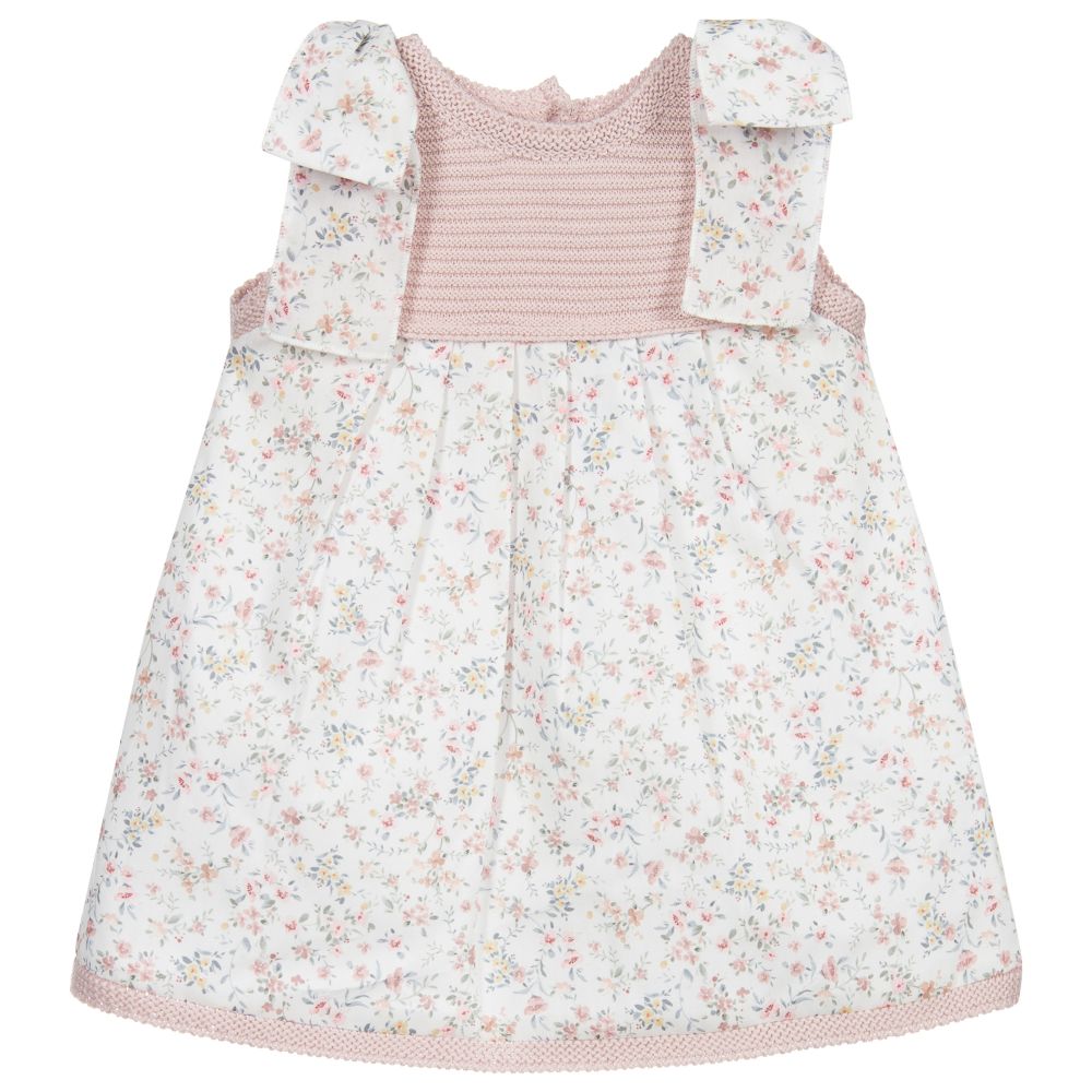 Mebi - Pink & White Cotton Dress | Childrensalon