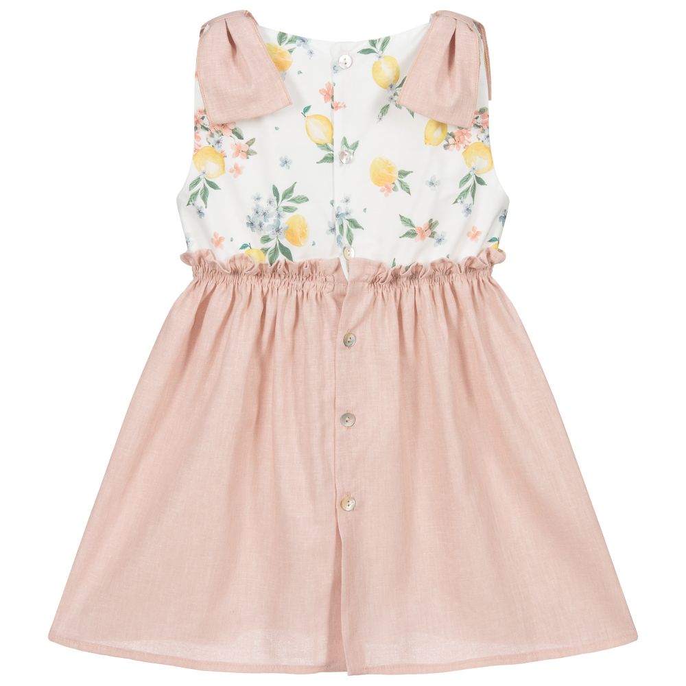 Mebi-Pink & White Cotton Dress | Childrensalon Outlet